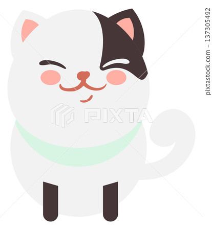 Happy cat color character. Relaxing kitten sit 137305492