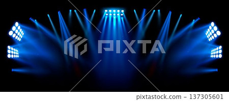 Bright stadium lights on dark night sky background 137305601