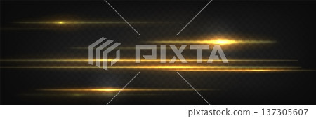 Bright golden laser beam streaks, isolated flares 137305607