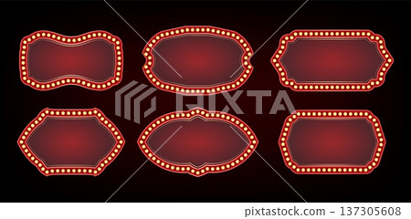 Vintage casino show bulb frame, glowing signboard 137305608