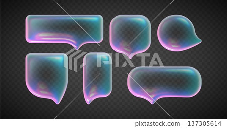Transparent glass speech holographic bubbles Transparent glass speech holographic bubbles 137305614