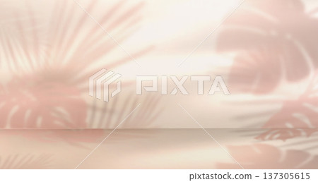 Soft foliage shadow on light beige background Soft foliage shadow on light beige background 137305615