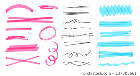 Hand drawn marker highlights and underlines 137305661