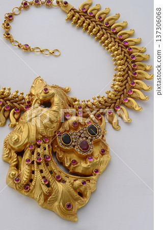Indian Gold jewelry photo shoot 137306068