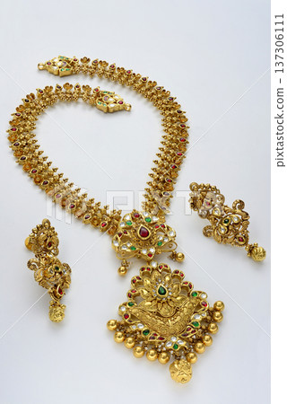 Indian Gold jewelry photo shoot 137306111