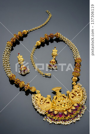 Indian Gold jewelry photo shoot 137306119