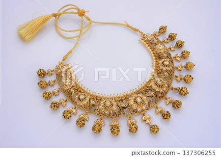 Indian Gold jewelry photo shoot 137306255