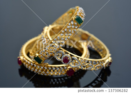 Indian Gold jewelry photo shoot 137306282