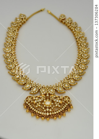 Indian Gold jewelry photo shoot 137306284