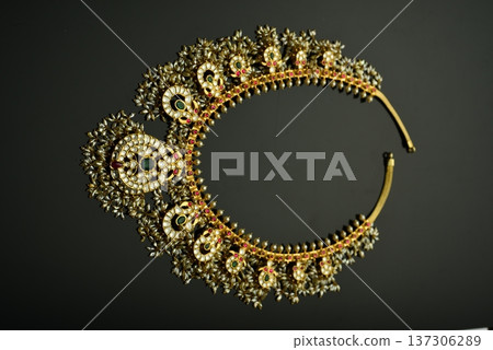 Indian Gold jewelry photo shoot 137306289