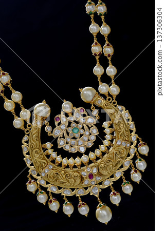 Indian Gold jewelry photo shoot 137306304