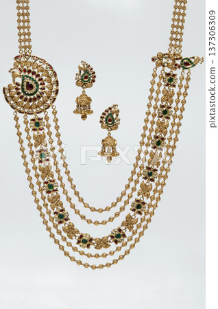 Indian Gold jewelry photo shoot 137306309