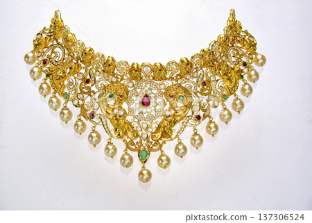 Indian Gold jewelry photo shoot 137306524
