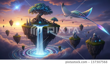 Whimsical enchanted realm a colorful fusion of myths, fairy tales, and sci fi wonders Whimsical enchanted realm a colorful fusion of myths, fairy tales, and sci fi wonders 137307568