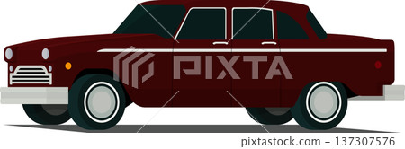 Classic old car angled front side view illustration 137307576