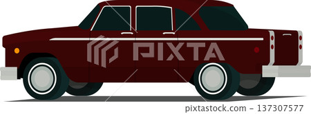 Classic old car angled rear side view illustration Classic old car angled rear side view illustration 137307577