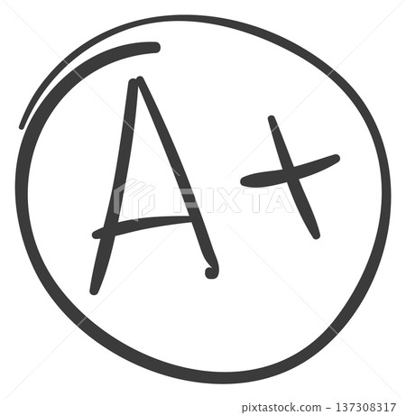 A plus grade. Good school result doodle mark 137308317
