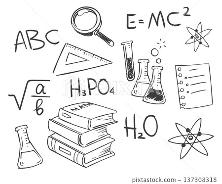 School education doodle. Hand drawn study icons 137308318