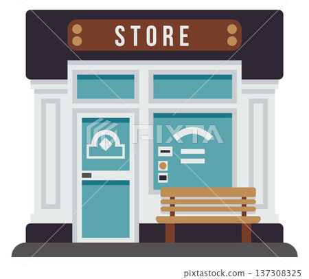 Storefront cartoon icon. Store facade building front Storefront cartoon icon. Store facade building front 137308325