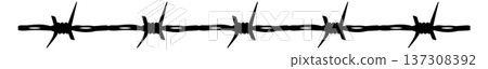 Barb wire line. Security boundary black pattern Barb wire line. Security boundary black pattern 137308392