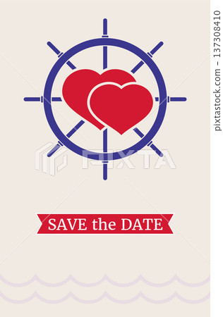 Romantic nautical wedding invitation template. Summer card 137308410