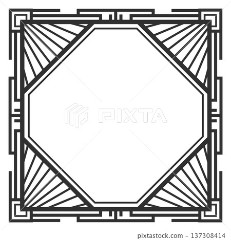 Art deco frame. Vintage decorative corner border 137308414