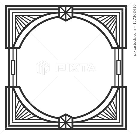 Vintage frame in art deco style. Decorative emblem 137308416