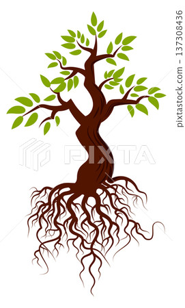 Growing tree logo. Season botany with green leaves Growing tree logo. Season botany with green leaves 137308436