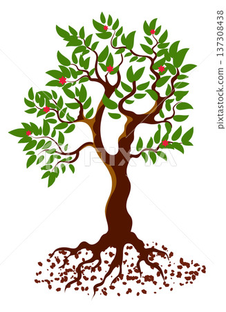 Fruit tree color icon. Orchard plant growth 137308438