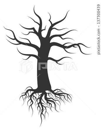 Spooky tree black icon. Wooden shape silhouette 137308439