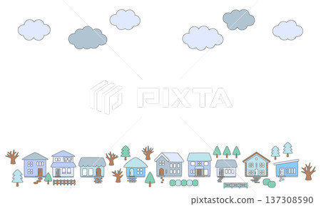 Winter townscape frame background material_edge 137308590