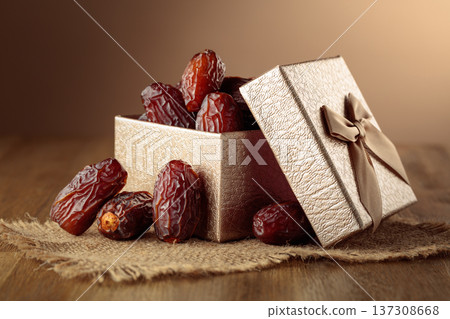 Dates fruits in gift box. Dates fruits in gift box. 137308668