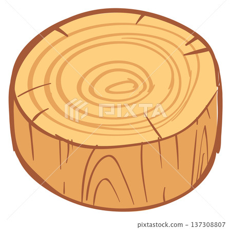Tree trunk section with wooden texture cartoon icon Tree trunk section with wooden texture cartoon icon 137308807