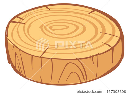 Round wooden section. Tree trunk slab icon 137308808