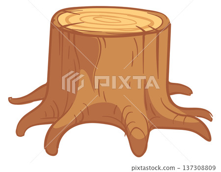 Tree stump cartoon icon. Lumber wood cut Tree stump cartoon icon. Lumber wood cut 137308809