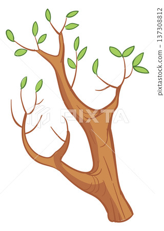 Wood branch cartoon icon. Tree natural timber 137308812
