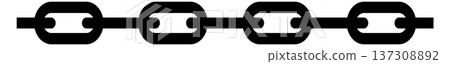 Connected chain border. Black links shape silhouette Connected chain border. Black links shape silhouette 137308892