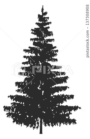 Fir black icon. Forest tree. Evergreen plant Fir black icon. Forest tree. Evergreen plant 137308908