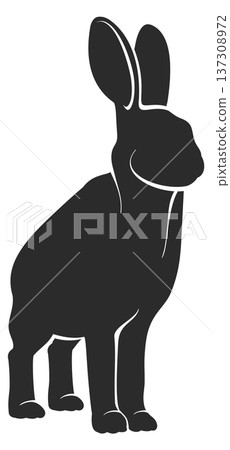 Rabbit black logo. Standing wild hare silhouette Rabbit black logo. Standing wild hare silhouette 137308972