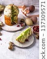 Traditional Easter cake kulich with pistachio 137309571