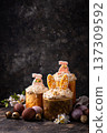 Traditional Easter cake kulich and eggs 137309592