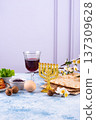 Traditional Passover Seder plate with symbolic foods. Symbolic of Jewish holiday Pesah. 137309628