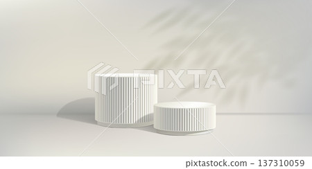 Marble sculpture podium bg, 3d pillar product stand. White pedestal, elegant platform. Pastel cosmetic museum stage, exhibition display base. Silver luxury poduim, abstract award set of two cylinders Marble sculpture podium bg, 3d pillar product stand. White pedestal, elegant platform. Pastel cosmetic museum stage, exhibition display base. Silver luxury poduim, abstract award set of two cylinders 137310059