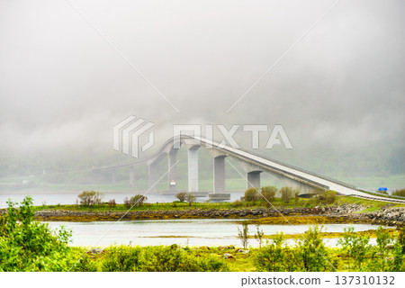 Bridge over fjord, Lofoten islands Norway Bridge over fjord, Lofoten islands Norway 137310132