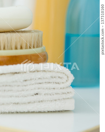 Clean towel, brush and soap 137310160
