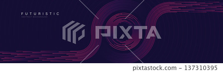 Futuristic abstract background. Glowing circle lines design. Swirl circular lines element. Future technology concept. Horizontal banner template. Vector illustration Futuristic abstract background. Glowing circle lines design. Swirl circular lines element. Future technology concept. Horizontal banner template. Vector illustration 137310395