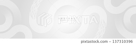 Grey abstract background with white circle lines. Geometric stripe line art design. Minimal lines pattern. Modern futuristic concept. Horizontal banner template. Vector illustration Grey abstract background with white circle lines. Geometric stripe line art design. Minimal lines pattern. Modern futuristic concept. Horizontal banner template. Vector illustration 137310396