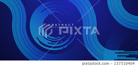 Abstract glowing circle lines on blue background. Geometric stripe line art design. Modern shiny blue lines. Futuristic technology concept. Suit for poster, banner, business, corporate, website Abstract glowing circle lines on blue background. Geometric stripe line art design. Modern shiny blue lines. Futuristic technology concept. Suit for poster, banner, business, corporate, website 137310404