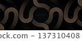 Abstract gold geometric lines on black background. Geometric stripe line art design. Modern luxury circle lines pattern. Suit for banner, presentation, cover, poster, brochure, website, business 137310408