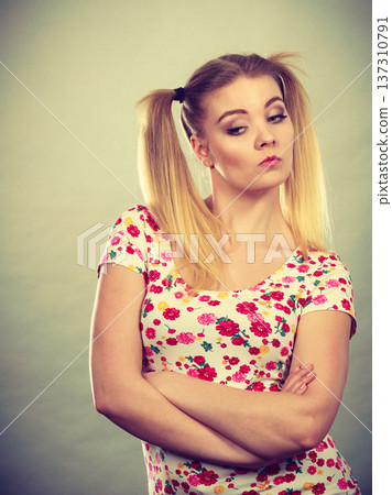 Young teenage woman being offended got the hump Young teenage woman being offended got the hump 137310791
